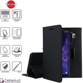 Telone dėklas su skyreliais - juodas (telefonams Samsung S9 Plus)